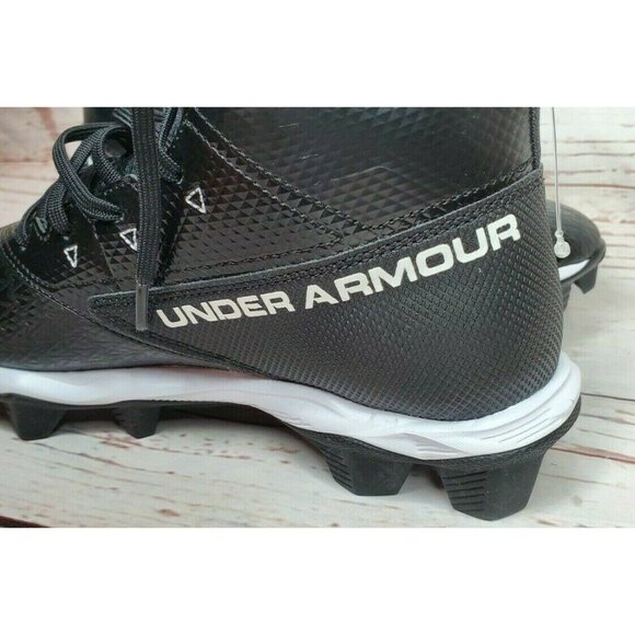 Under Armour Youth Cleated Sneakers Size 5Y – Black & White Embroidered - Picture 5 of 10
